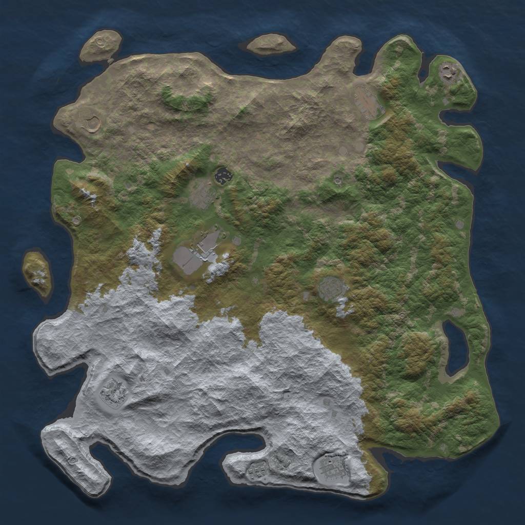 Rust Map: Barren, Size: 4800, Seed: 2147483647, 13 Monuments
