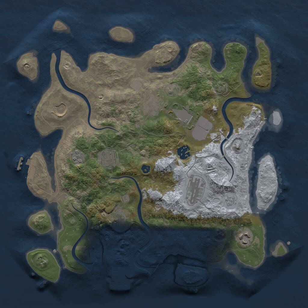 Rust Map: Procedural Map, Size: 3500, Seed: 1521884623, 15 Monuments