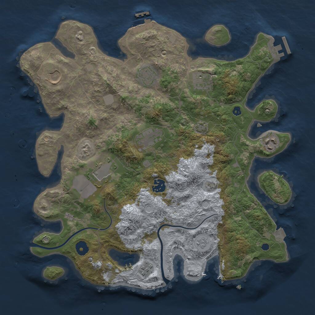 Rust Map: Procedural Map, Size: 3500, Seed: 531349425, 13 Monuments