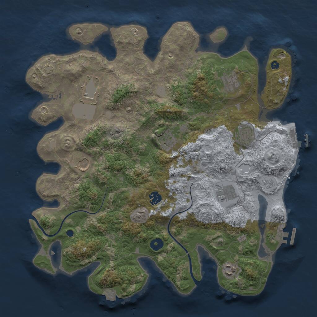 Rust Map: Procedural Map, Size: 3750, Seed: 1153944399, 14 Monuments