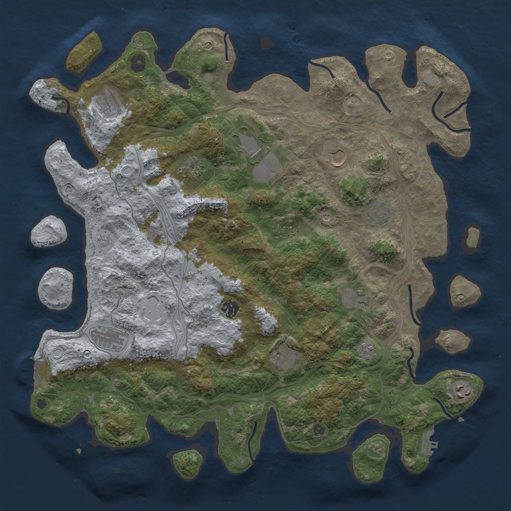 Rust Map: Procedural Map, Size: 4500, Seed: 1188521765, 18 Monuments