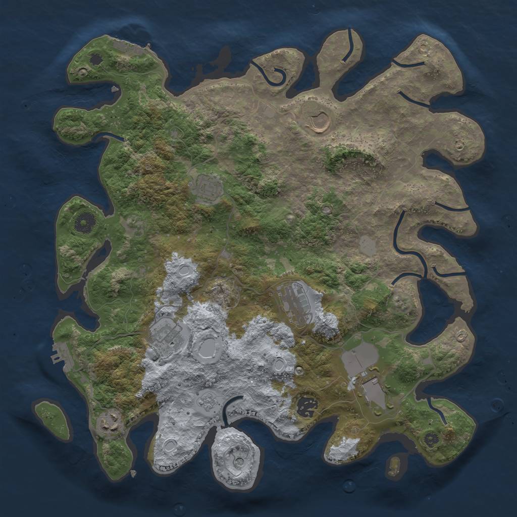 Rust Map: Procedural Map, Size: 3700, Seed: 2136258127, 14 Monuments