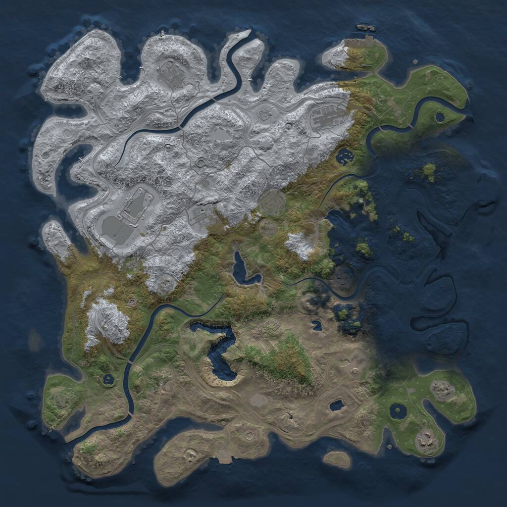 Rust Map: Procedural Map, Size: 4500, Seed: 1607141241, 16 Monuments