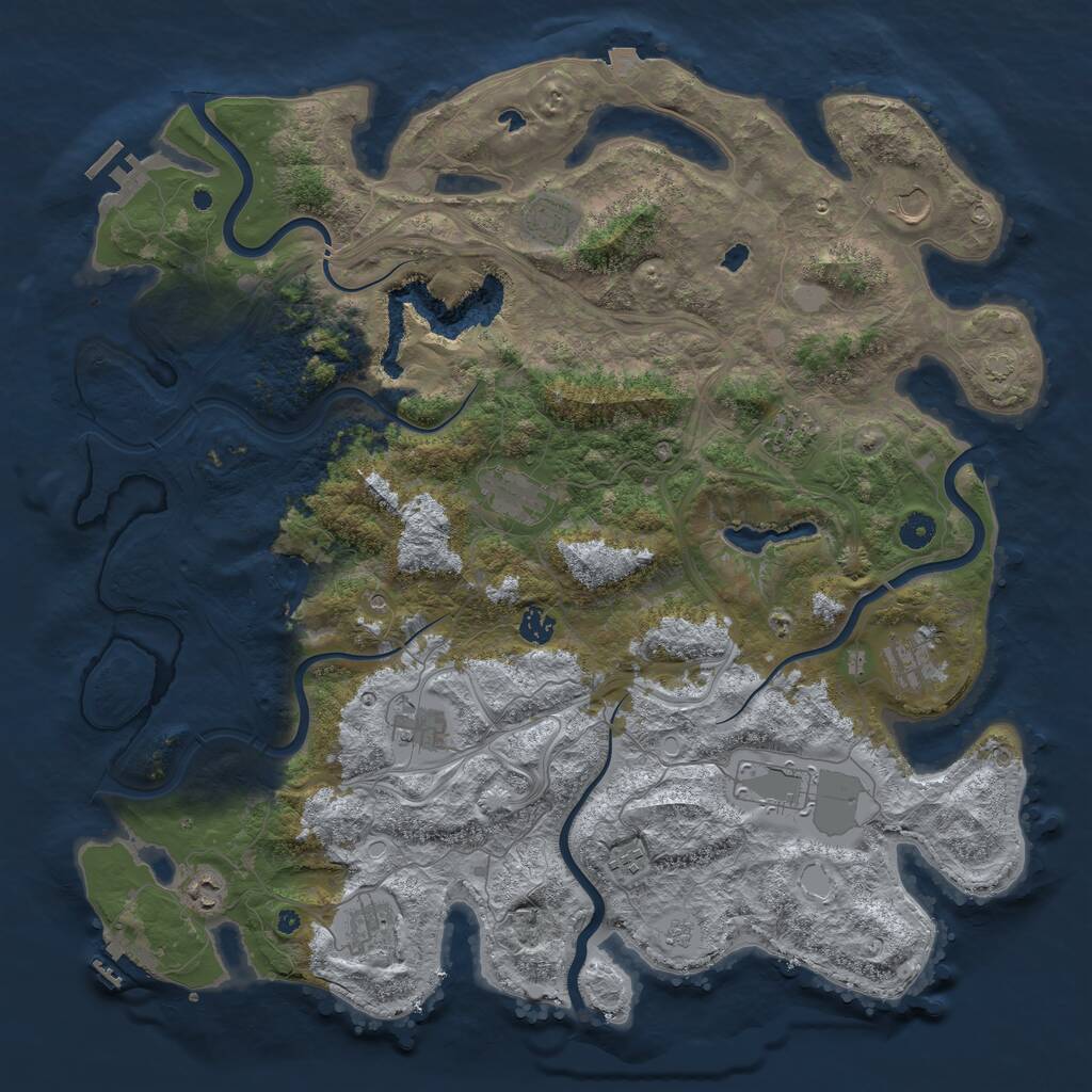 Rust Map: Procedural Map, Size: 4600, Seed: 814863, 17 Monuments