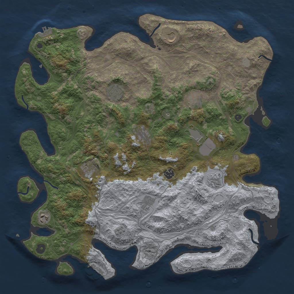 Rust Map: Procedural Map, Size: 4500, Seed: 2048182309, 18 Monuments