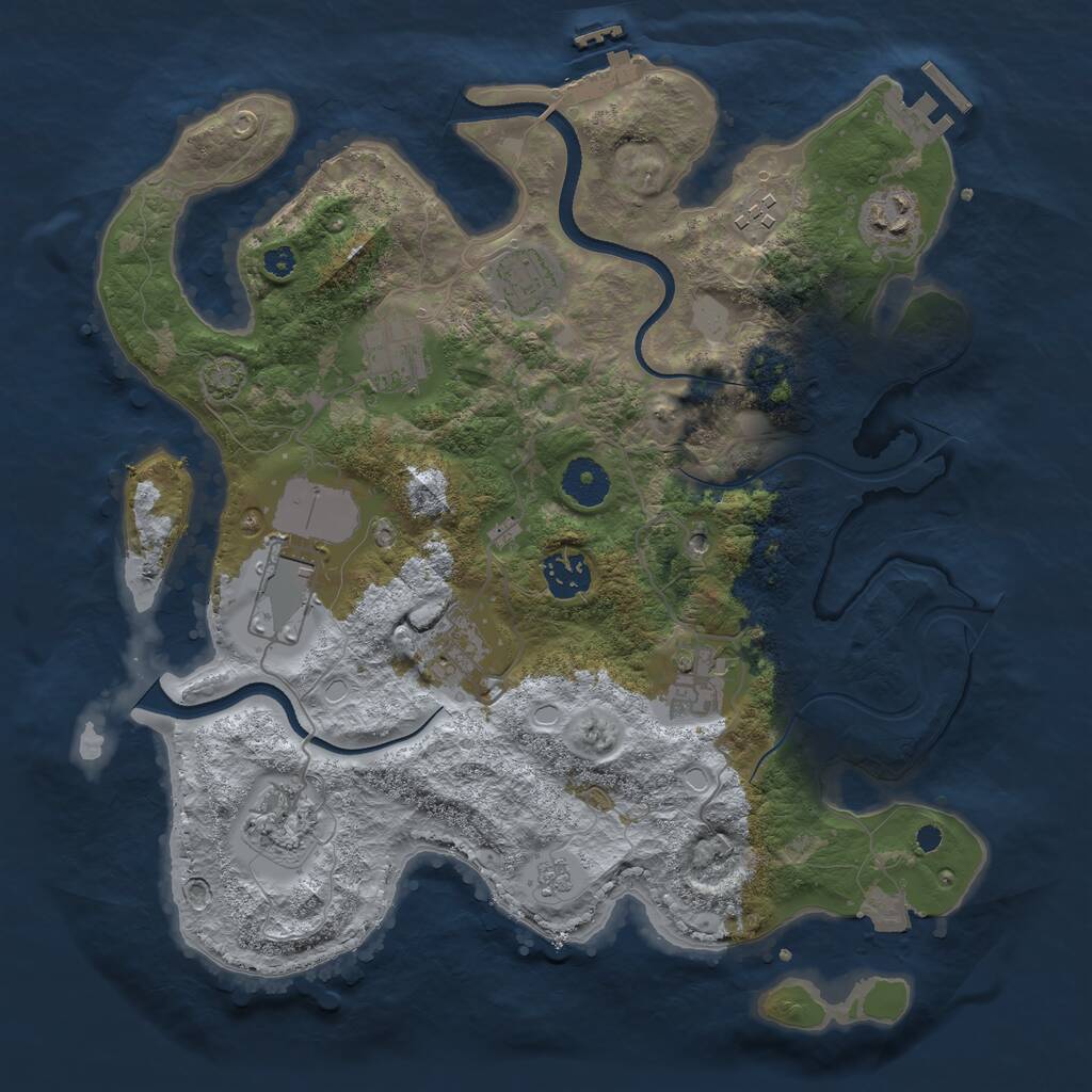 Rust Map: Procedural Map, Size: 3500, Seed: 2130, 15 Monuments