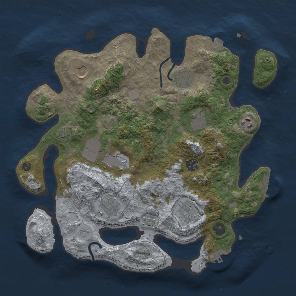 Rust Map: Procedural Map, Size: 3500, Seed: 1220234400, 16 Monuments