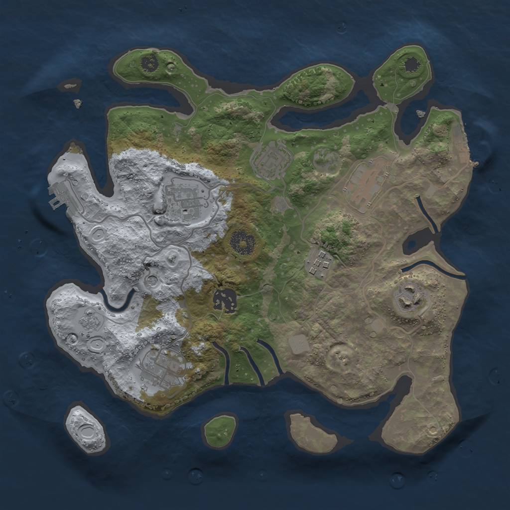 Rust Map: Procedural Map, Size: 3000, Seed: 107555628, 14 Monuments