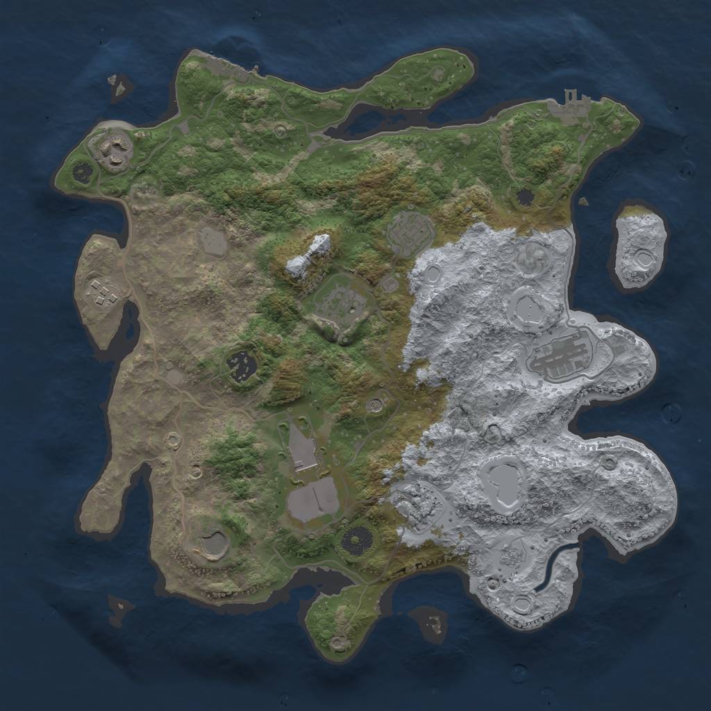 Rust Map: Procedural Map, Size: 3600, Seed: 12333154, 16 Monuments