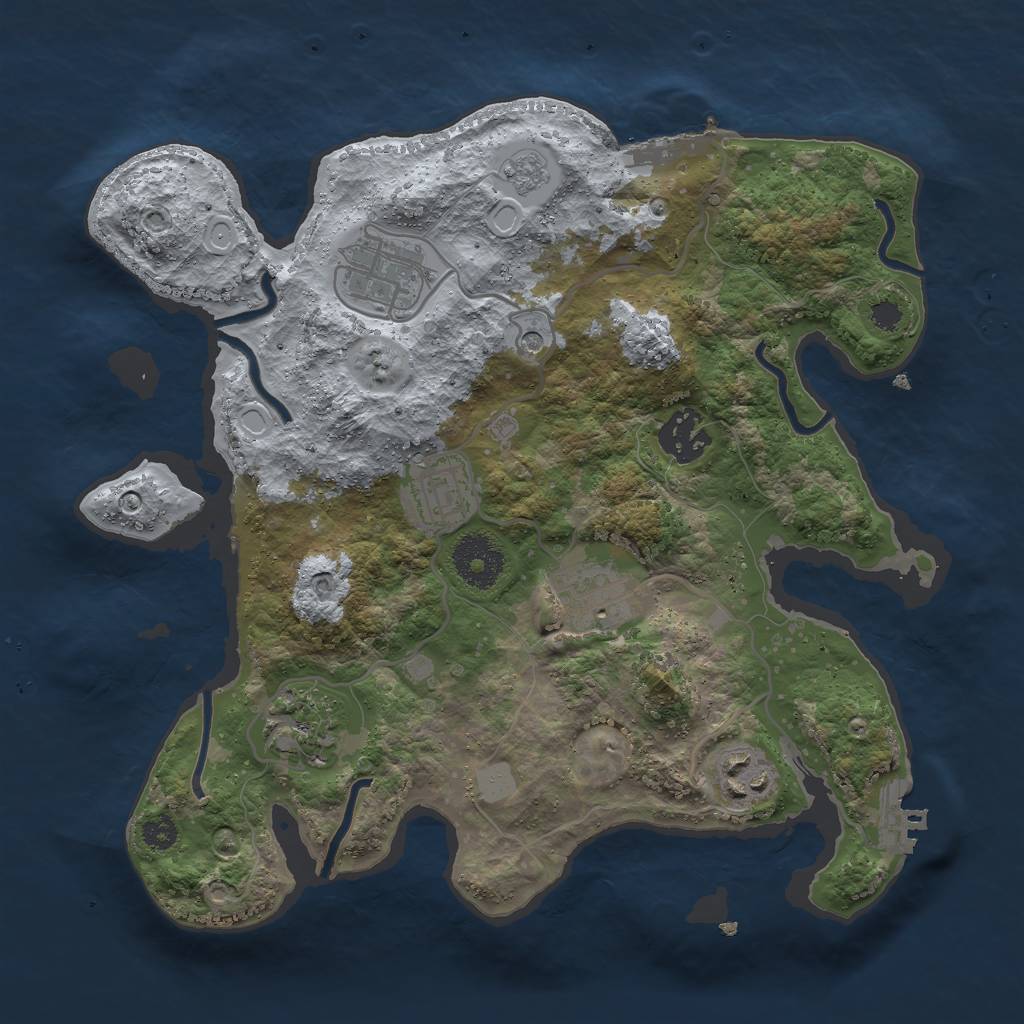 Rust Map: Procedural Map, Size: 3000, Seed: 1082759, 13 Monuments