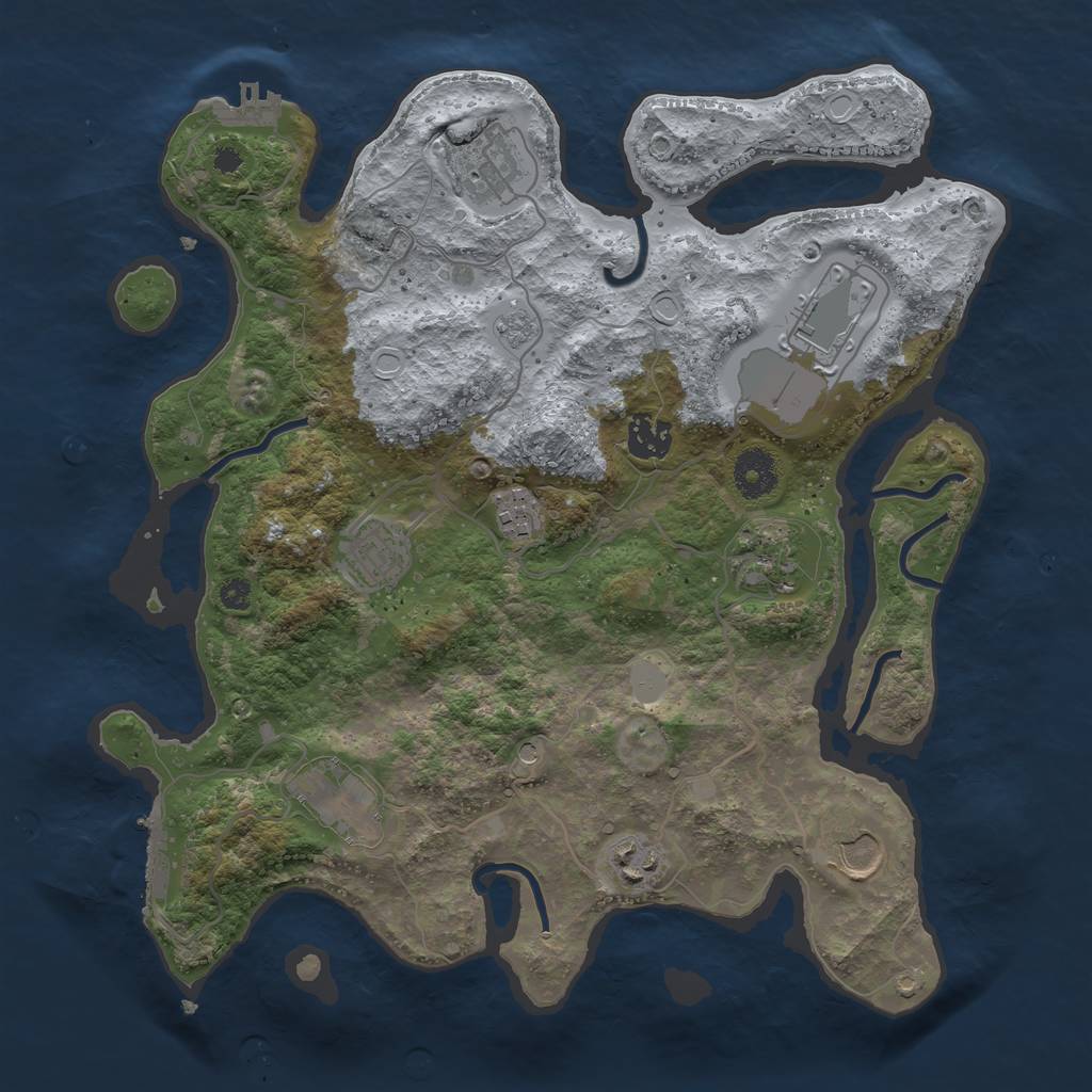 Rust Map: Procedural Map, Size: 3500, Seed: 1334, 16 Monuments