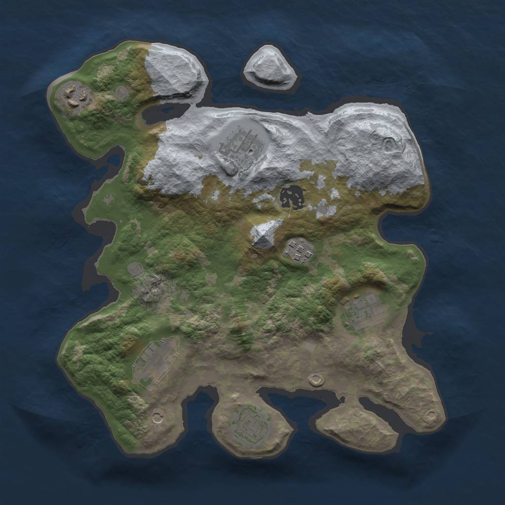 Rust Map: Barren, Size: 3000, Seed: 553925402, 10 Monuments