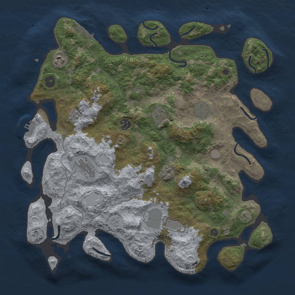 Rust Map: Procedural Map, Size: 4000, Seed: 1909, 14 Monuments