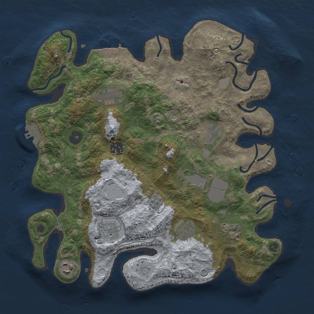Rust Map: Procedural Map, Size: 3500, Seed: 1114996318, 16 Monuments