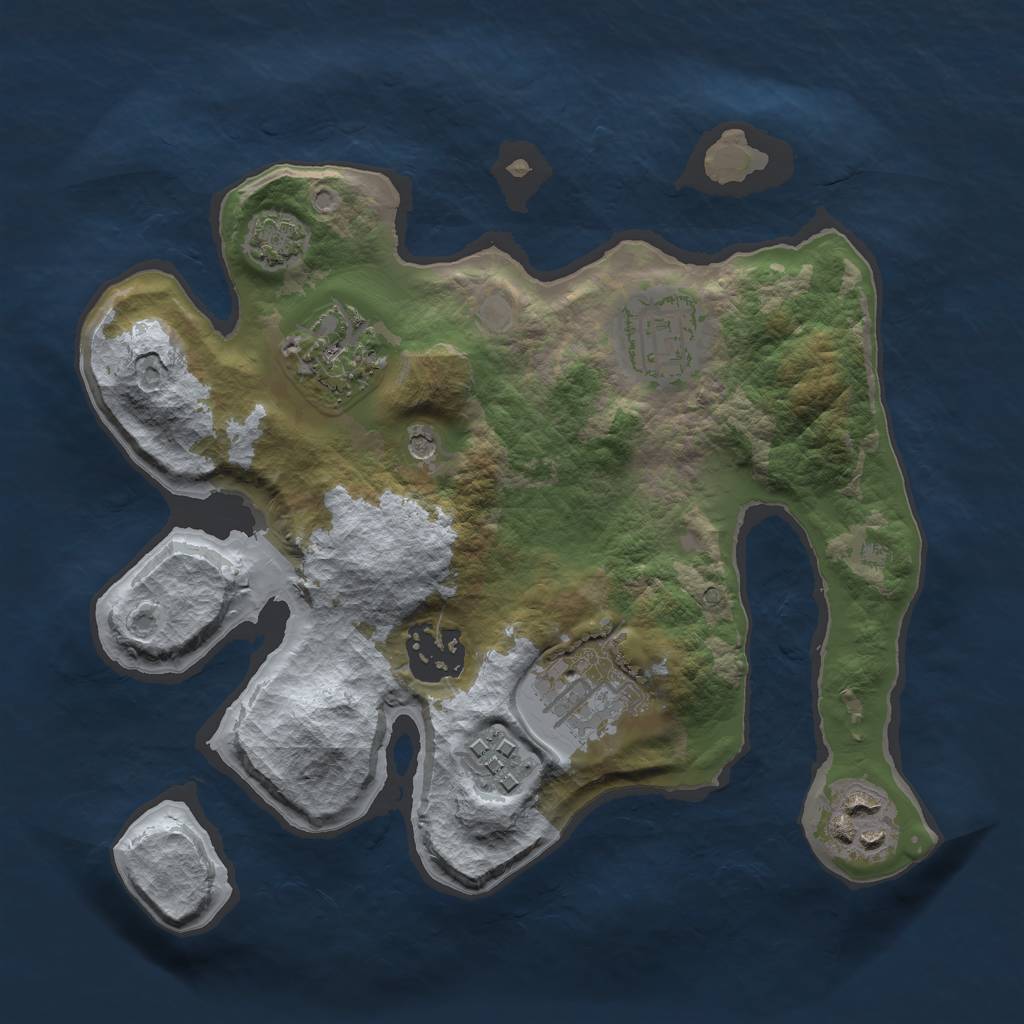 Rust Map: Barren, Size: 2500, Seed: 1065551217, 10 Monuments