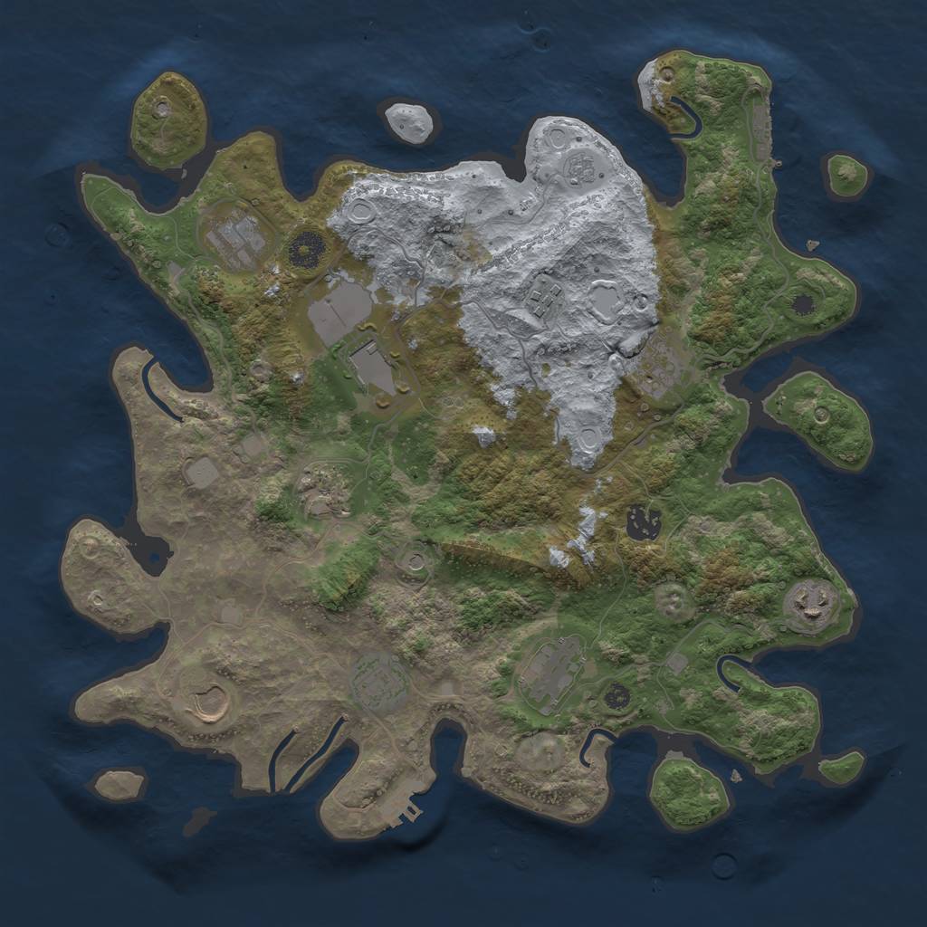 Rust Map: Procedural Map, Size: 3750, Seed: 2113912, 17 Monuments