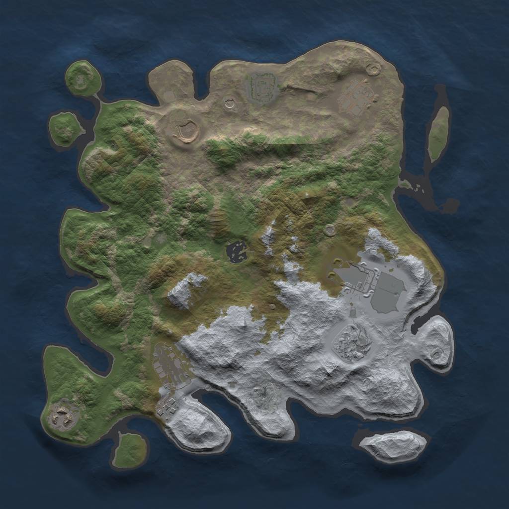 Rust Map: Barren, Size: 3500, Seed: 1522243357, 12 Monuments