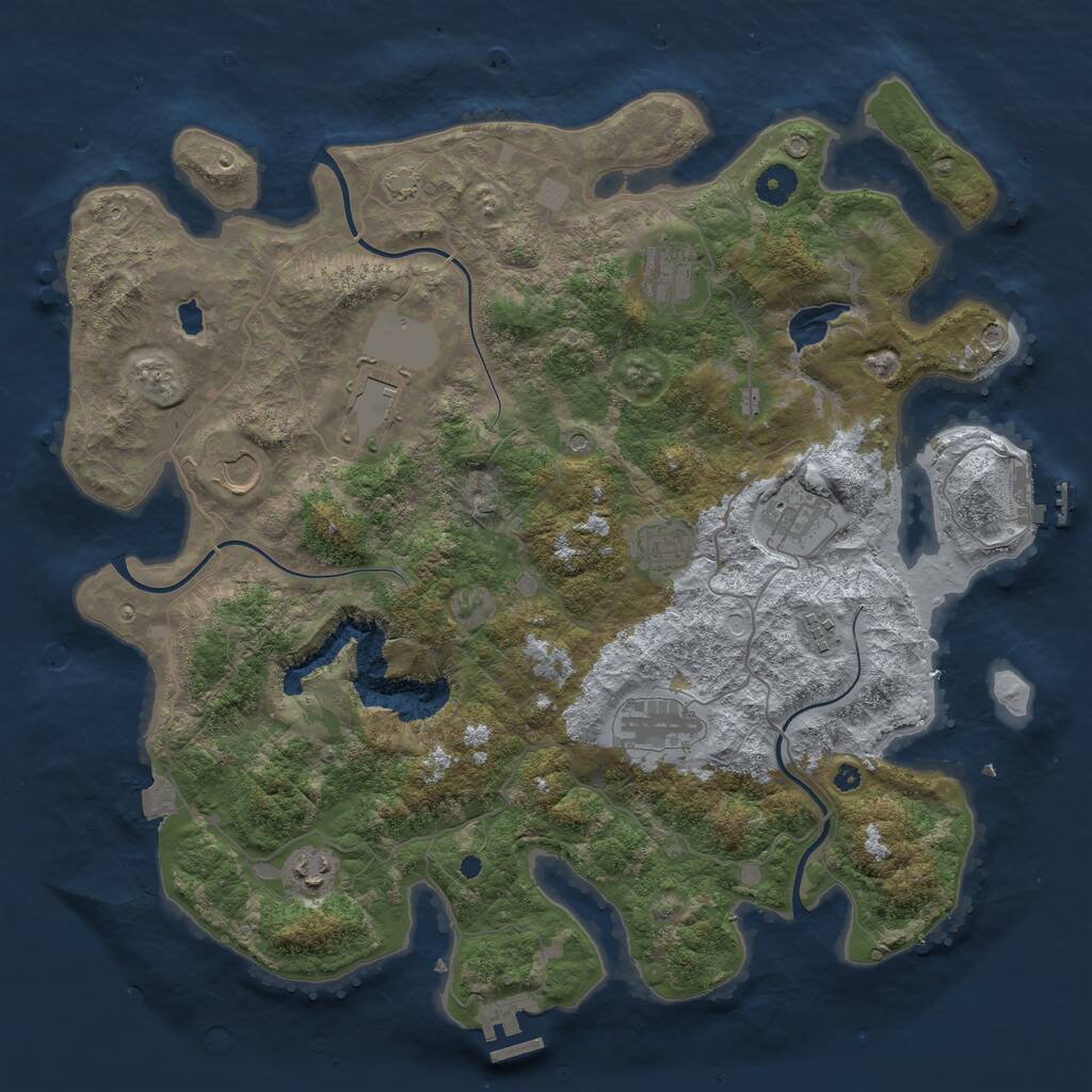 Rust Map: Procedural Map, Size: 4050, Seed: 759132, 13 Monuments