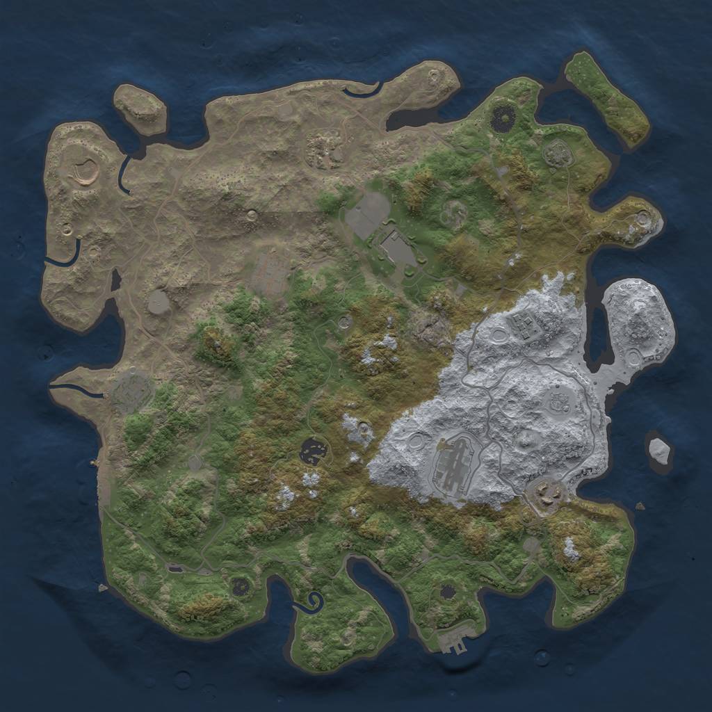 Rust Map: Procedural Map, Size: 4050, Seed: 759132, 17 Monuments