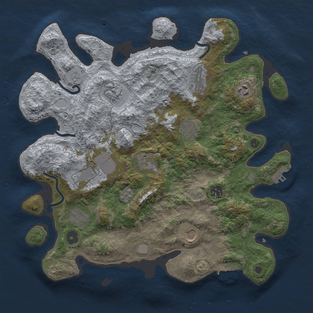 Rust Map: Procedural Map, Size: 3700, Seed: 1558542571, 17 Monuments