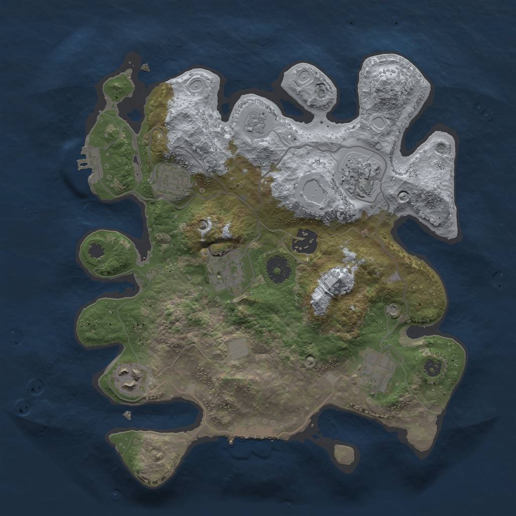 Rust Map: Procedural Map, Size: 3000, Seed: 9731858, 12 Monuments