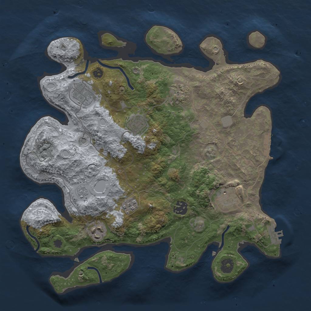Rust Map: Procedural Map, Size: 3250, Seed: 1438177847, 14 Monuments