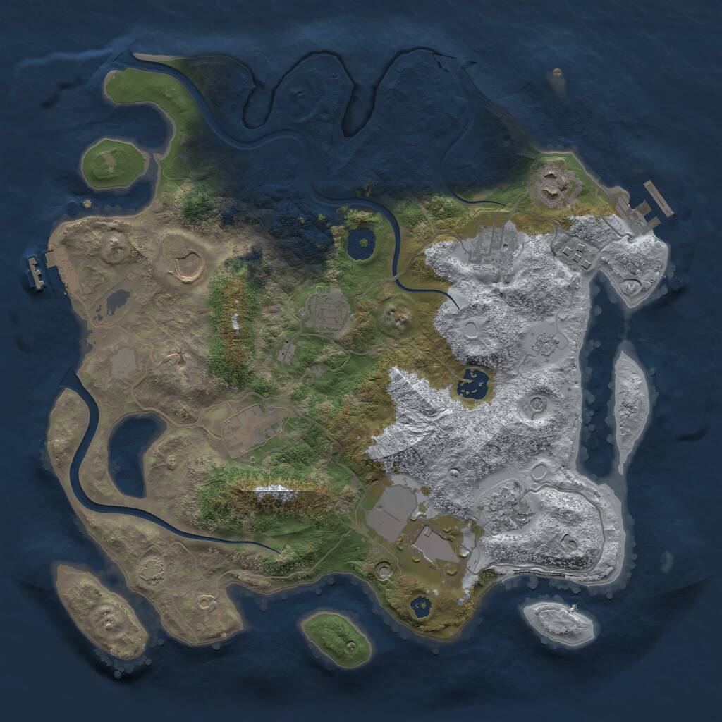 Rust Map: Procedural Map, Size: 3500, Seed: 131898303, 15 Monuments