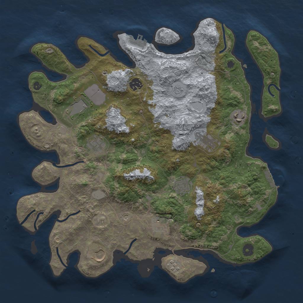 Rust Map: Procedural Map, Size: 3750, Seed: 5541257, 16 Monuments