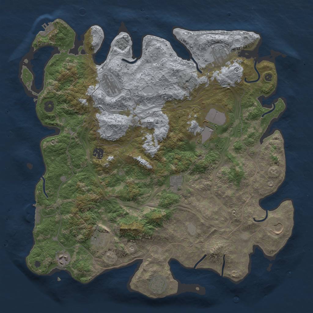 Rust Map: Procedural Map, Size: 4250, Seed: 1144253849, 17 Monuments