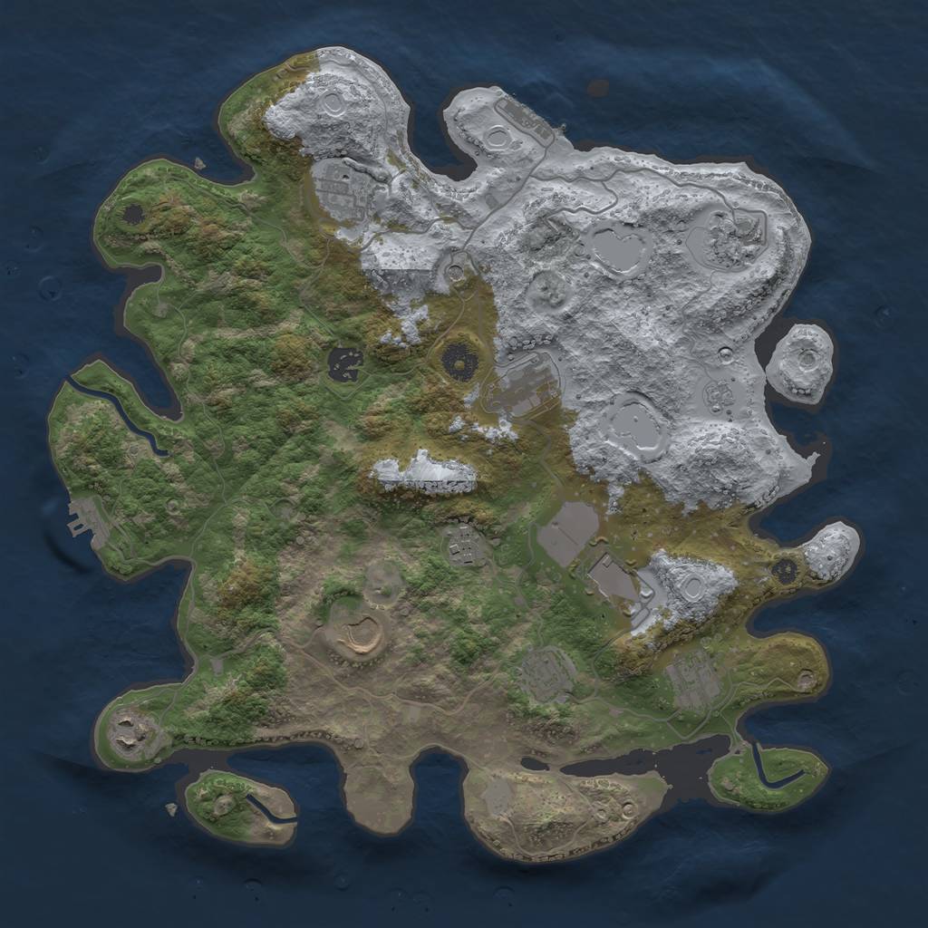 Rust Map: Procedural Map, Size: 3800, Seed: 432014025, 17 Monuments