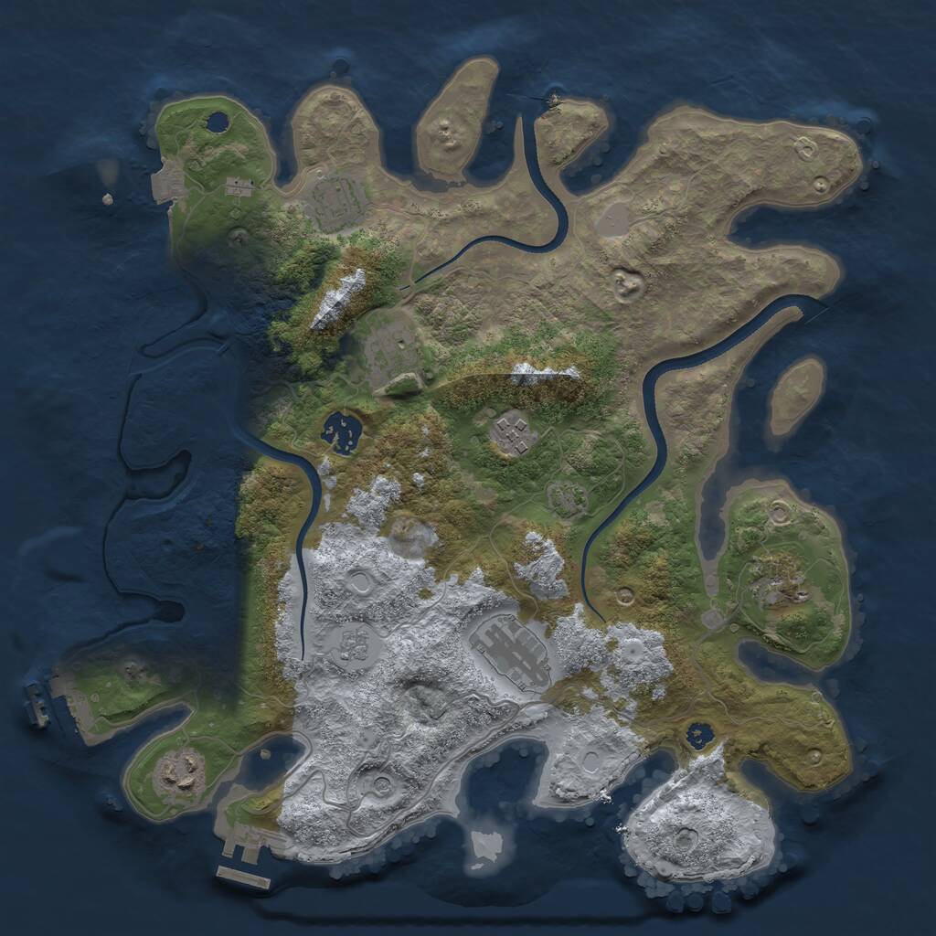 Rust Map: Procedural Map, Size: 3500, Seed: 182, 13 Monuments