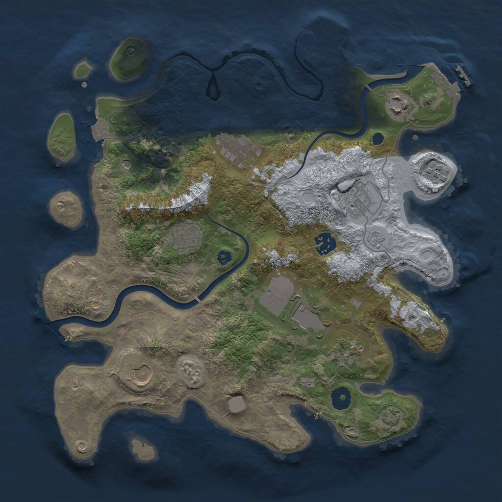 Rust Map: Procedural Map, Size: 3500, Seed: 634564532, 15 Monuments