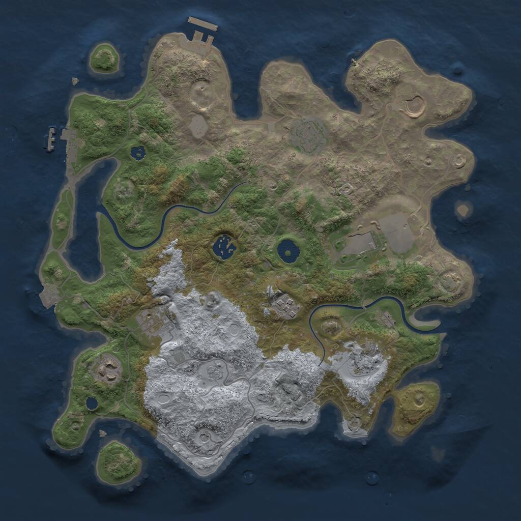Rust Map: Procedural Map, Size: 3500, Seed: 2142063028, 14 Monuments