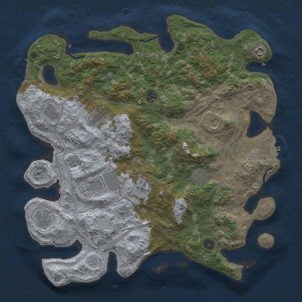 Rust Map: Procedural Map, Size: 4250, Seed: 905114405, 17 Monuments