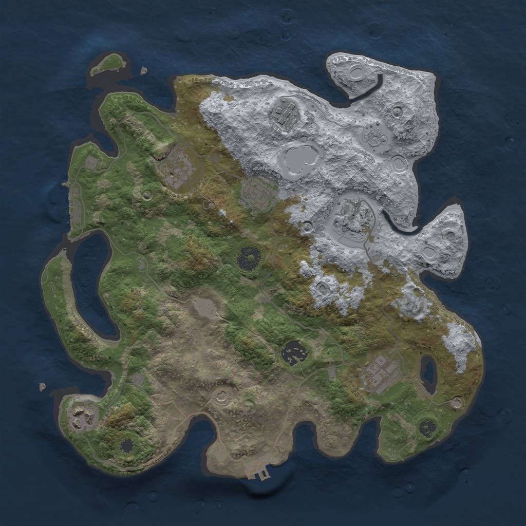 Rust Map: Procedural Map, Size: 3250, Seed: 1309477948, 14 Monuments