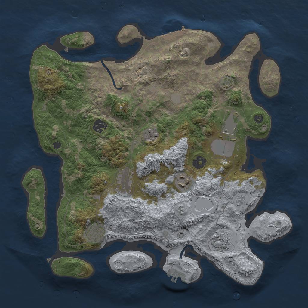 Rust Map: Procedural Map, Size: 3500, Seed: 1060605471, 15 Monuments