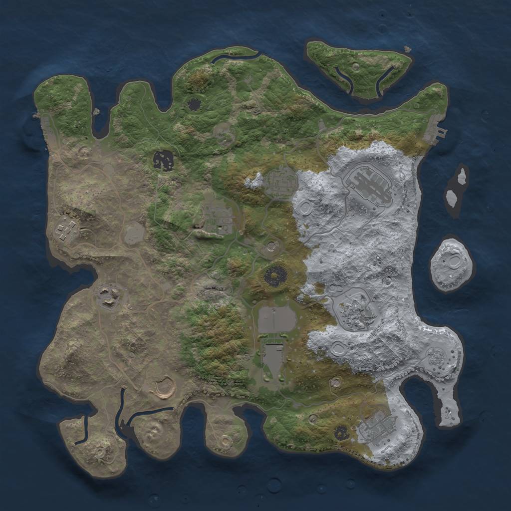 Rust Map: Procedural Map, Size: 3500, Seed: 1458232222, 17 Monuments