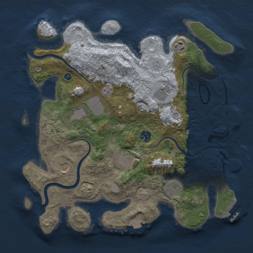 Rust Map: Procedural Map, Size: 3500, Seed: 1922867145, 14 Monuments