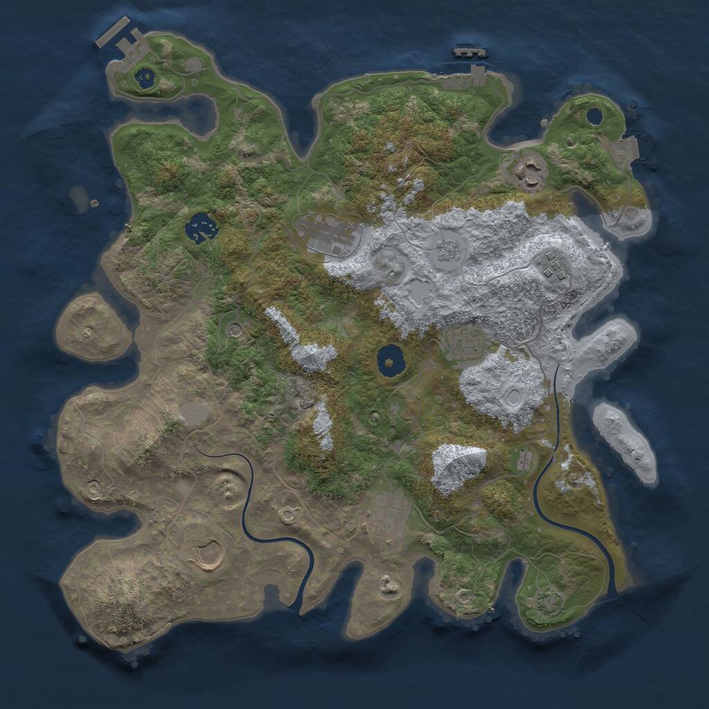 Rust Map: Procedural Map, Size: 3500, Seed: 158243401, 13 Monuments