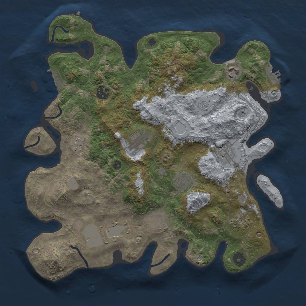 Rust Map: Procedural Map, Size: 3500, Seed: 158243401, 16 Monuments