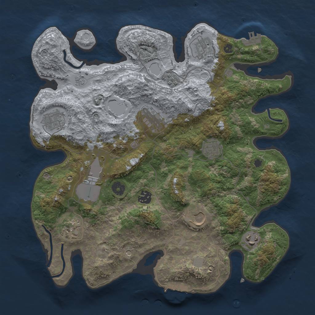 Rust Map: Procedural Map, Size: 3500, Seed: 22544089, 17 Monuments