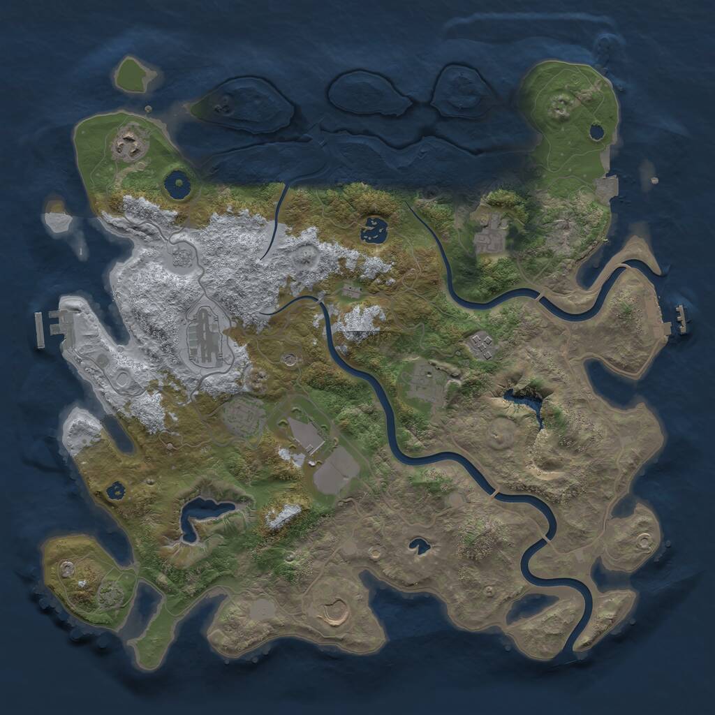 Rust Map: Procedural Map, Size: 4000, Seed: 1345664025, 15 Monuments