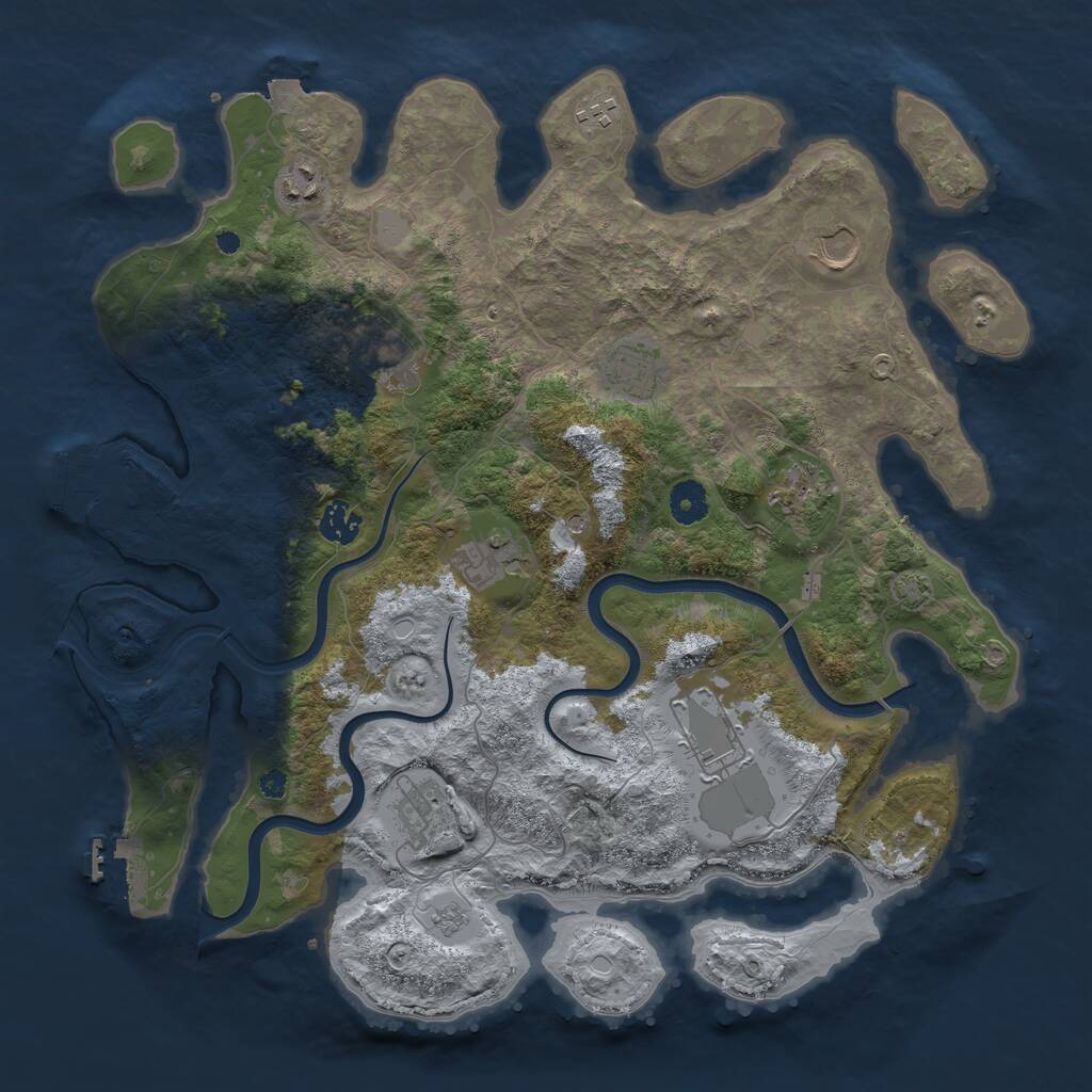 Rust Map: Procedural Map, Size: 3950, Seed: 433339794, 16 Monuments
