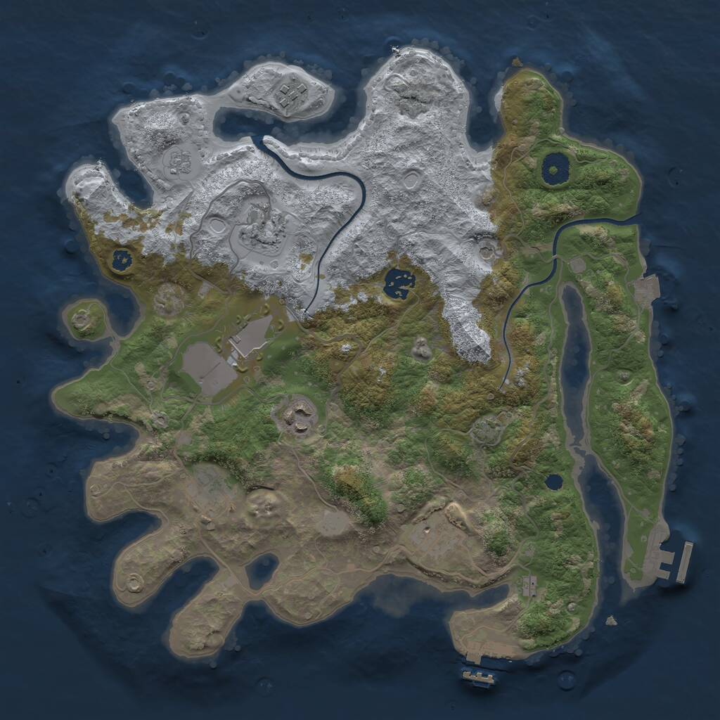 Rust Map: Procedural Map, Size: 3500, Seed: 809695328, 13 Monuments