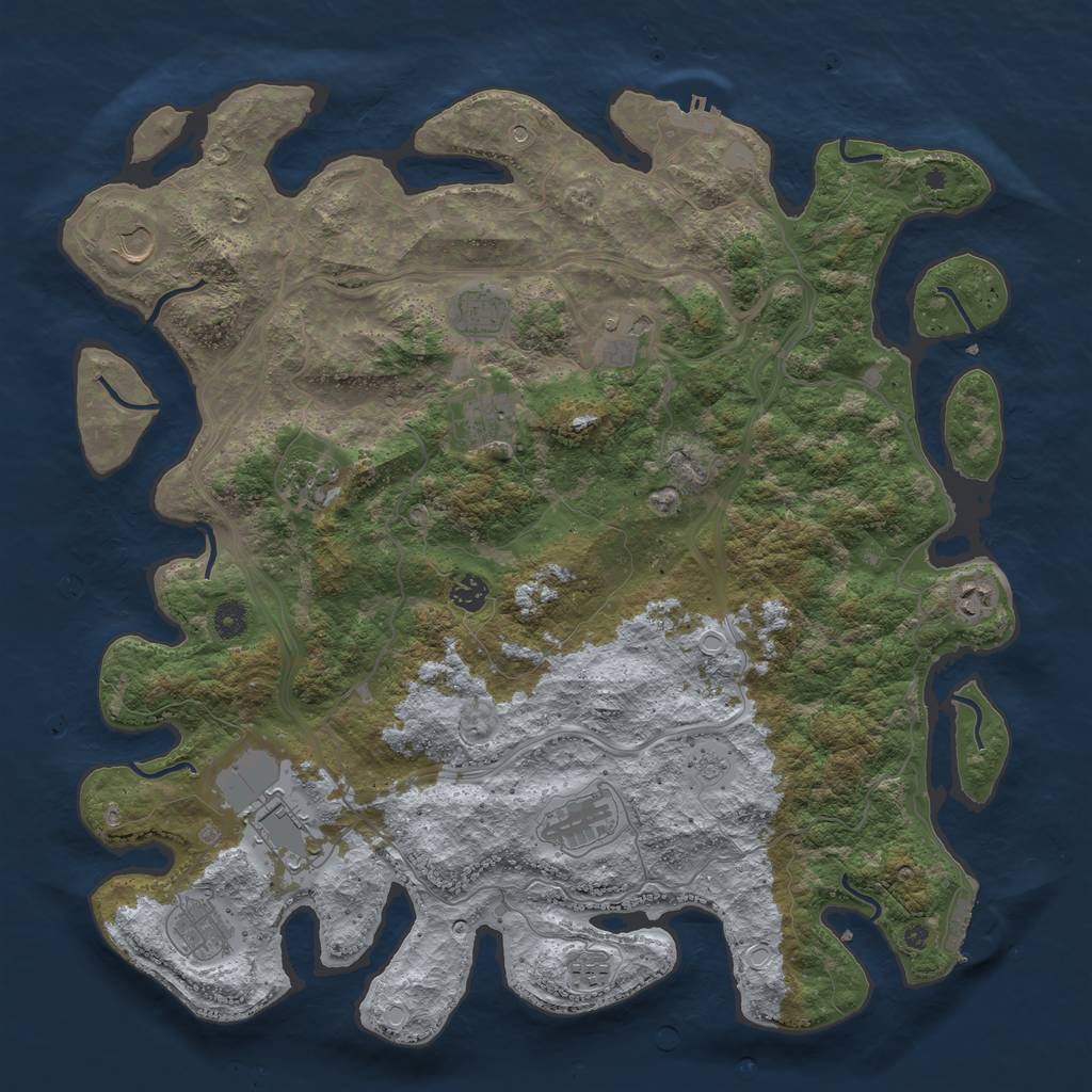 Rust Map: Procedural Map, Size: 4500, Seed: 435943080, 18 Monuments