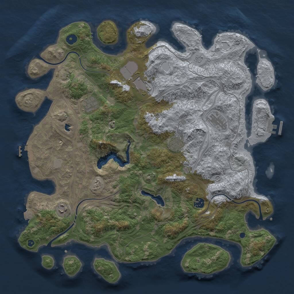 Rust Map: Procedural Map, Size: 4250, Seed: 1421874436, 12 Monuments