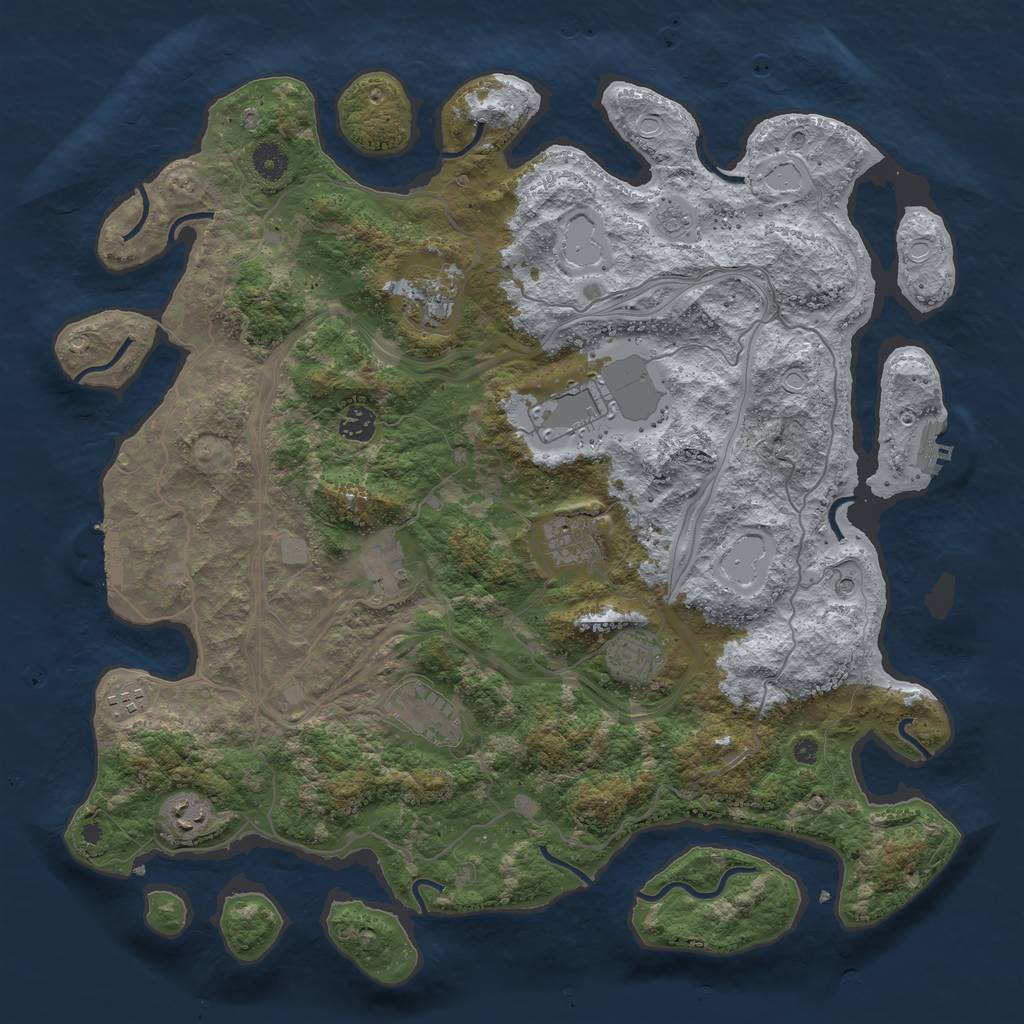 Rust Map: Procedural Map, Size: 4250, Seed: 1421874436, 16 Monuments