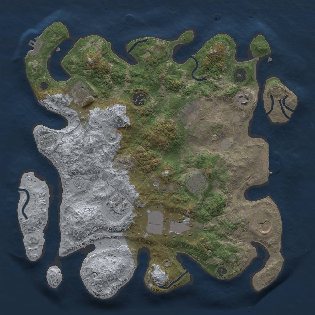 Rust Map: Procedural Map, Size: 3500, Seed: 355235997, 16 Monuments