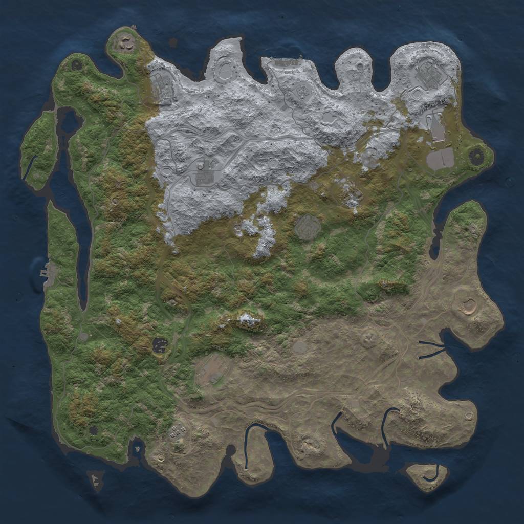 Rust Map: Procedural Map, Size: 4899, Seed: 598327723, 18 Monuments
