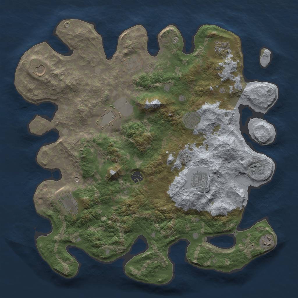 Rust Map: Barren, Size: 4000, Seed: 1599393247, 13 Monuments